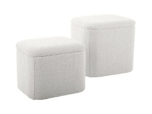 Leitmotiv - Pouf set Ada storage bouclé off white, set of 2pcs