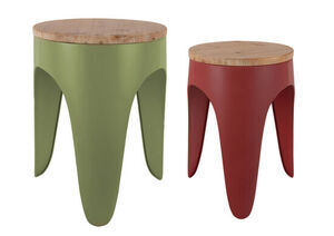 Leitmotiv - Stool set Double Funky army green & red ochre