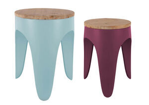 Leitmotiv - Stool set Double Funky soft blue & dark mauve