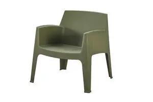 Moderne grøn loungestol med bred ryg, sæde og integrerede armlæn. Minimalistisk og stilfuld.