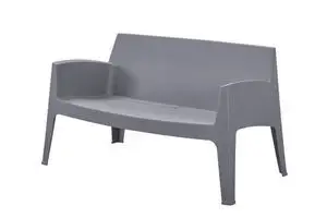 Minimalistisk anthracite grå lounge sofa med solid rygstøtte, armlæn og fire ben.