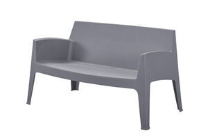 Minimalistisk anthracite grå lounge sofa med solid rygstøtte, armlæn og fire ben.