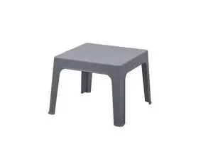 Kvadratisk sidebord med flad overflade og fire lige ben i mørk antracitgrå.