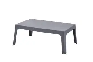 Rektangulært antracitgråt kaffebord med afrundede kanter og fire ben.