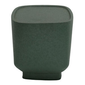 Junglegrønt sidebord, afrundet firkantet form, glat overflade, solid base.