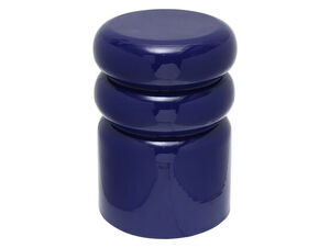 Skammel i blank koboltblå med cylindrisk base og to afrundede sektioner ovenpå.