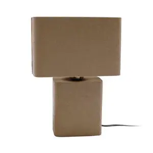Rektangulær bordlampe i ensartet mocha brun farve med matchende base og lampeskærm.