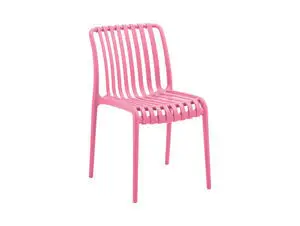 Stol i lys pink med moderne, slankt design og ensartet farve.