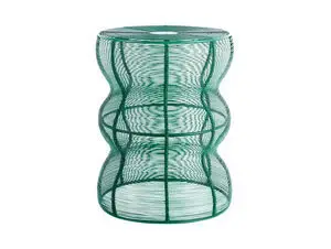 Grøn, timeglasformet sidebord med tråddesign, retro stil.