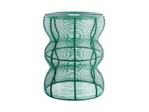 Grøn, timeglasformet sidebord med tråddesign, retro stil.