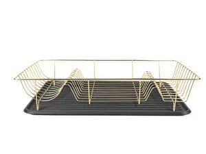 Present time - Dish rack Linea gold plated w. matt black tray