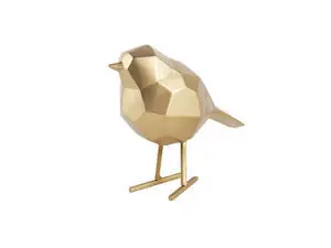 Present time - Statue Origami bird small polyresin gold