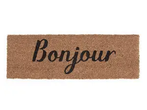 Present time - Doormat Bonjour black coir