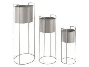 Present time - Plant pot set Essence round iron warm grey