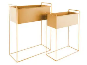 Present time - Plant pot set Essence straight iron ochre yellow