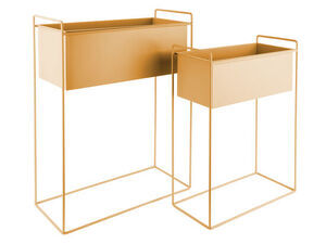 Present time - Plant pot set Essence straight iron ochre yellow