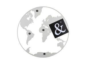 Present time - Memo board World Map w. magnets iron white