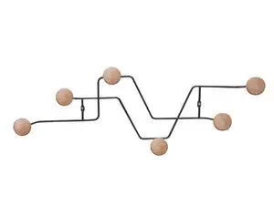 Present time - Coat rack Zig Zag black w. wooden knobs