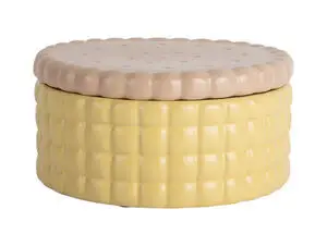 Present time - Storage jar Biscuit Box large soft yellow