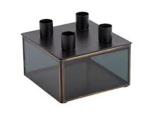 Present time - Candle holder Boxed square glass black