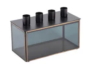 Present time - Candle holder Boxed rectangle glass black