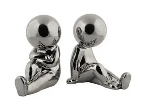 Present time - Bookend Joey ceramic chrome plated, Set of 2pcs