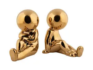 Present time - Bookend Joey ceramic gold plated, Set of 2pcs