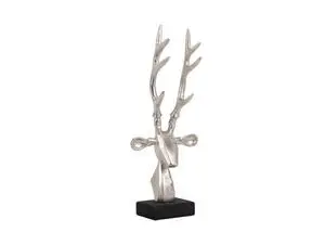 Present time - Statue Reindeer Head brushed silver