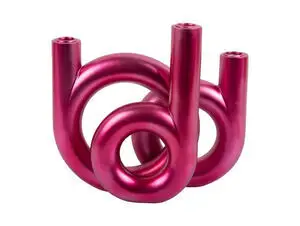 Present time - Candle holder Rings medium metallic dark pink