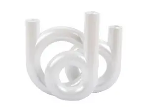 Present time - Candle holder Rings medium metallic white