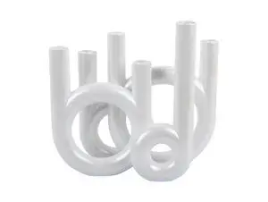 Present time - Candle holder Rings large metallic white