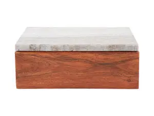 Present time - Storage box Acacia large brown marble lid