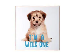 Present time - Wall art puppy I'm A Wild One blue