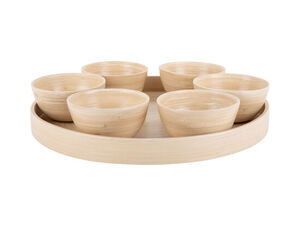 Present time - Snack tray Puro round bamboo natural
