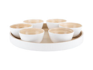 Present time - Snack tray Puro round bamboo white