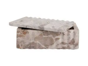 Present time - Bowl rectangle with lid marble brown