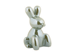 Present time - Statue Balloon Bunny ceramic jungle green plated