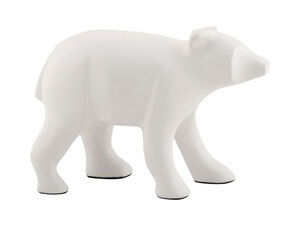 Present time - Statue Bear metal matt white