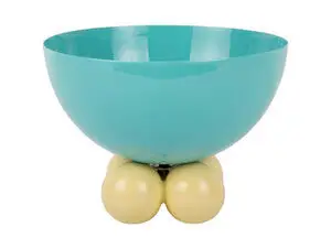 Present time - Bowl Double Funky large turquoise blue w. soft yellow