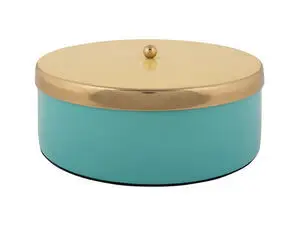 Present time - Storage box Double Funky large turquoise blue w. soft yellow