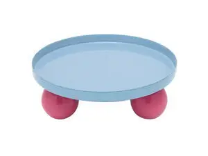Present time - Tray Double Funky round soft blue w. bright pink