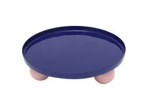 Present time - Tray Double Funky round large cobalt blue w. soft pink