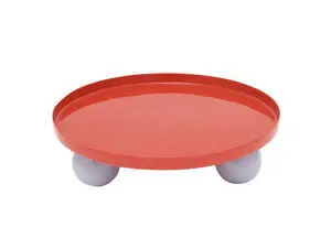 Present time - Tray Double Funky round large bright red w. soft purple