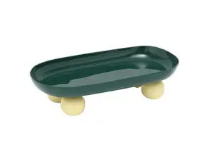 Present time - Tray Double Funky oval retro green w. soft yellow