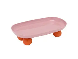 Present time - Tray Double Funky oval soft pink w. bright orange