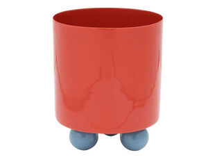 Present time - Plant pot Double Funky small bright red w. air blue