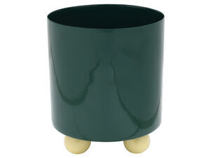 Present time - Plant pot Double Funky medium retro green w. soft yellow