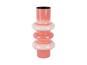 Cylindrisk vase med runde buler, glat og buet design. Farvegradient fra rose tan til soft pink.