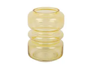 Mango-gul vase med rundet, lagdelt form, ideel til blomster.