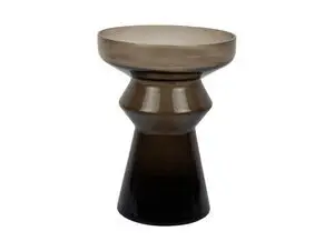 Vase med bred top, smal bund, geometrisk form og dyb chokoladebrun farve.